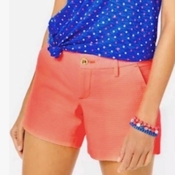 LILY PULITZER CALLAHAN JACQUARD SHORTS Coral SIZE 2 Summer Preppy Academia - Picture 2 of 12